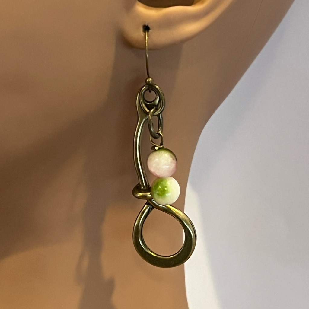 Bronze Drop With Jade Sone Earrings 16$